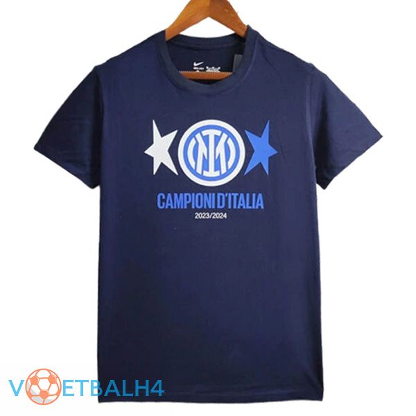 Inter Milan voetbal jersey T-Shirt Kampioen 2 blauw Marine 2023/2024