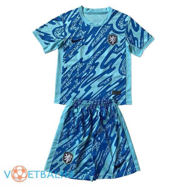 Nederland kinderen doelman voetbal jersey Light blauw UEFA Euro 2024