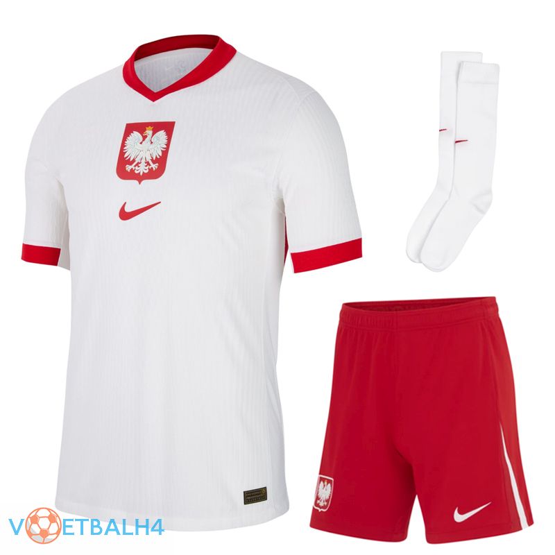 Poland thuis voetbal jersey (korte broek + soks) Kit 2024/2025