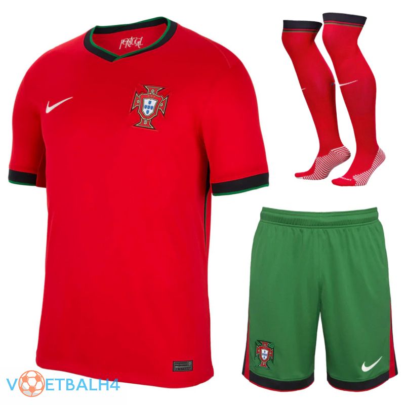 Portugal thuis voetbal jersey (korte broek + soks) Kit 2024/2025