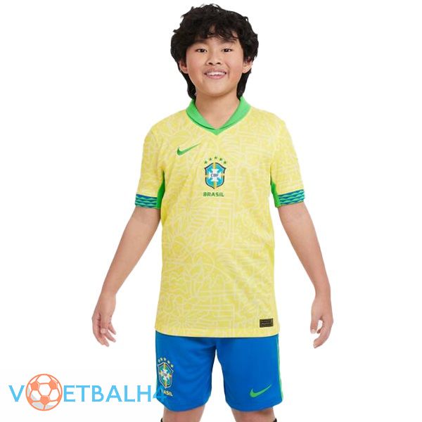 Brazilië kinderen thuis voetbal jersey geel 2024/2025