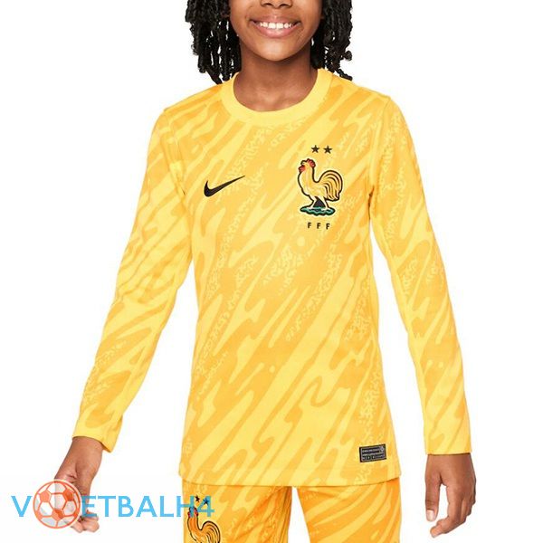 Frankrijk kinderen doelman voetbal jersey lange mouwgeel 2024/2025