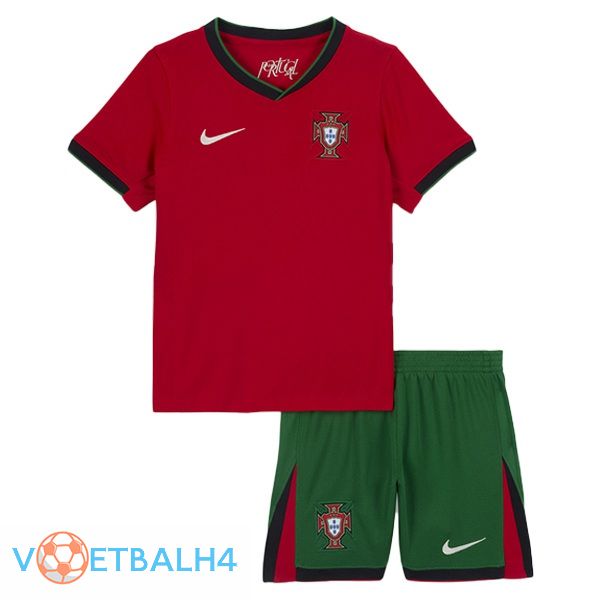 Portugal kinderen thuis voetbal jersey rood 2024/2025