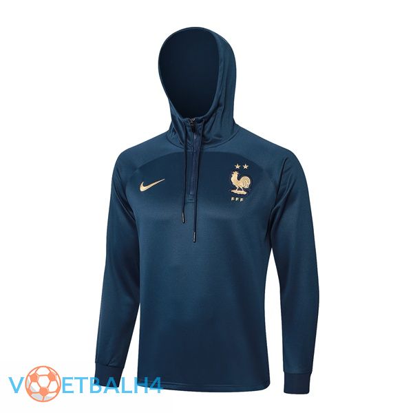 Frankrijk Training Sweatshirt Hoodie blauw koninklijk 2024/2025