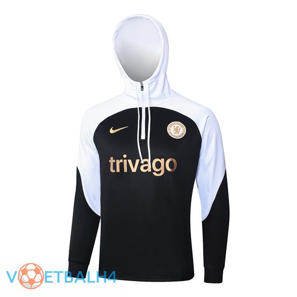 FC Chelsea Training Sweatshirt Hoodie zwart wit 2024/2025