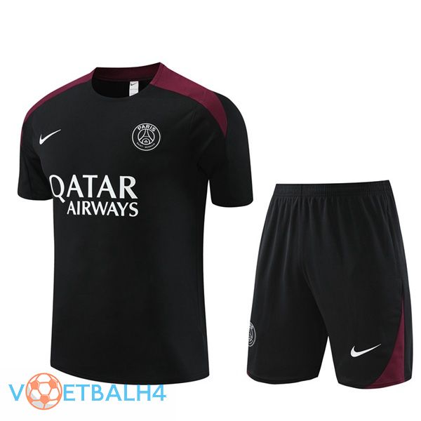 Paris PSG Training T Shirt + korte broek zwart 2024/2025