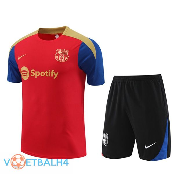 FC Barcelona Training T Shirt + korte broek rood 2024/2025