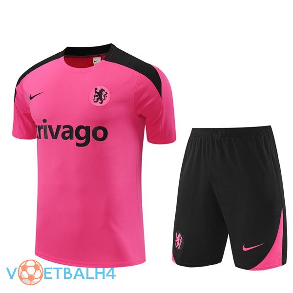 FC Chelsea kit Training T Shirt + korte broek roze 2024/2025