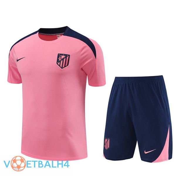 Atletico Madrid kit Training T Shirt + korte broek roze 2024/2025