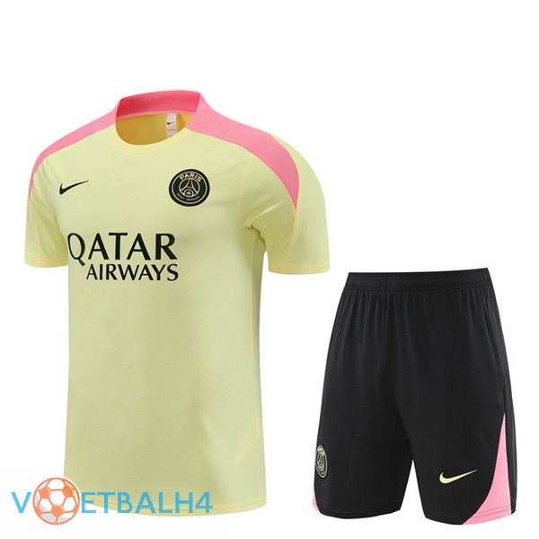 Paris PSG kit Training T Shirt + korte broek geel 2024/2025