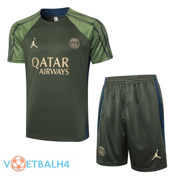 Paris PSG kit Training T Shirt + korte broek groente 2024/2025