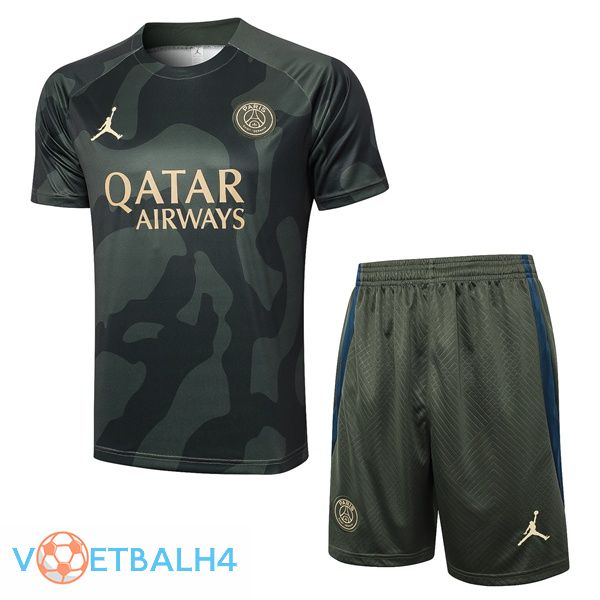 Paris PSG kit Training T Shirt + korte broek groente 2024/2025