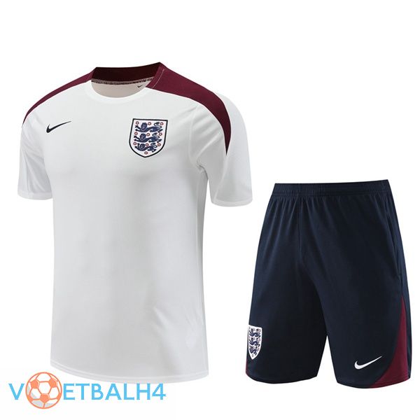 Engeland kit Training T Shirt + korte broek wit 2024/2025