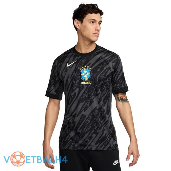 Brazilië doelman voetbal jersey zwart 2024/2025