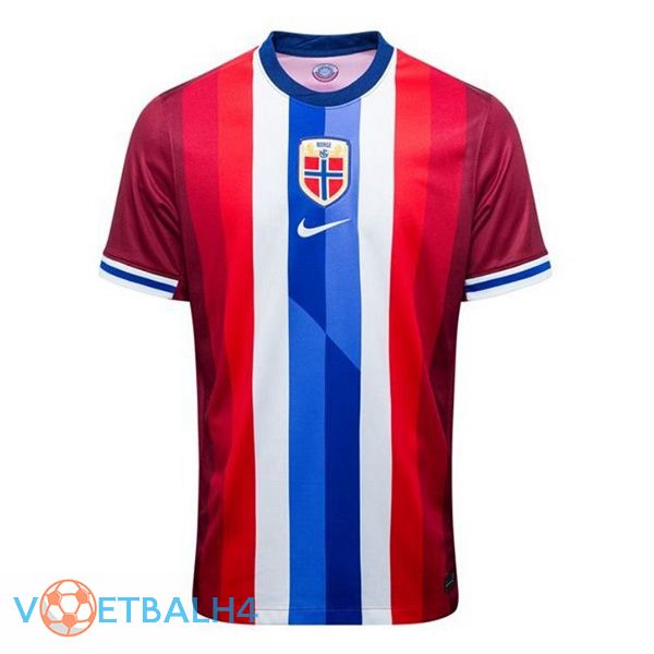 Noorwegen thuis voetbal jersey rood blauw 2024/2025