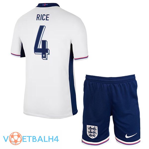 Engeland (Rice 4) kinderen thuis voetbal jersey wit 2024/2025