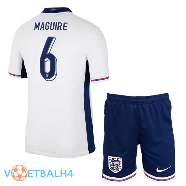 Engeland (Maguire 6) kinderen thuis voetbal jersey wit 2024/2025