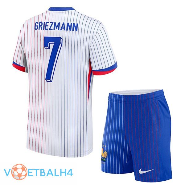 Frankrijk (GRIEZMANN 7) kinderen uit voetbal jersey wit 2024/2025