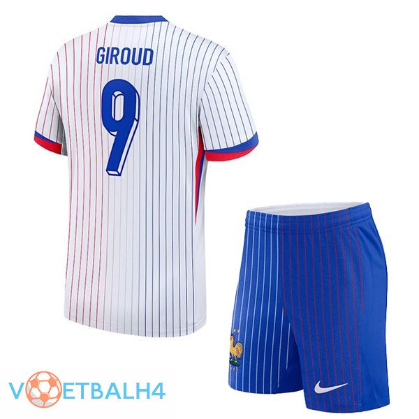 Frankrijk (Giroud 9) kinderen uit voetbal jersey wit 2024/2025