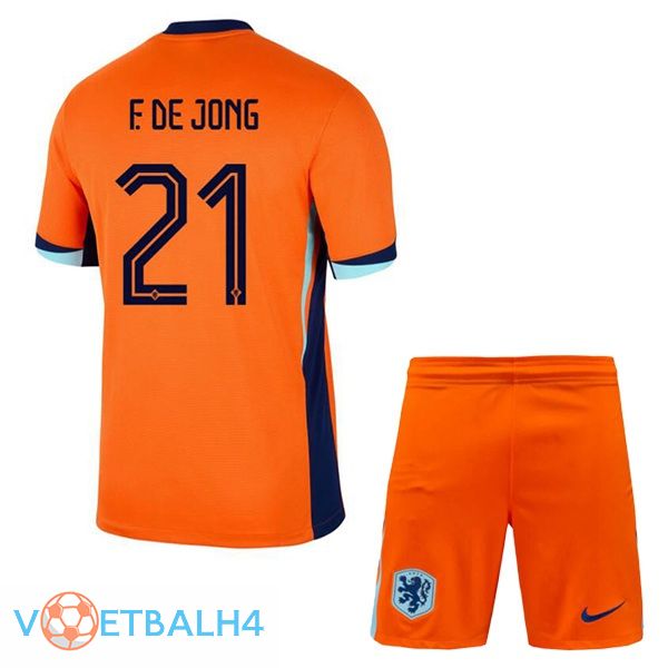 Nederland (F. DE JONG 21) kinderen thuis voetbal jersey oranje 2024/2025