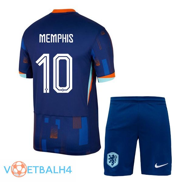 Nederland (MEMPHIS 10) kinderen uit voetbal jersey koninklijk blauw 2024/2025