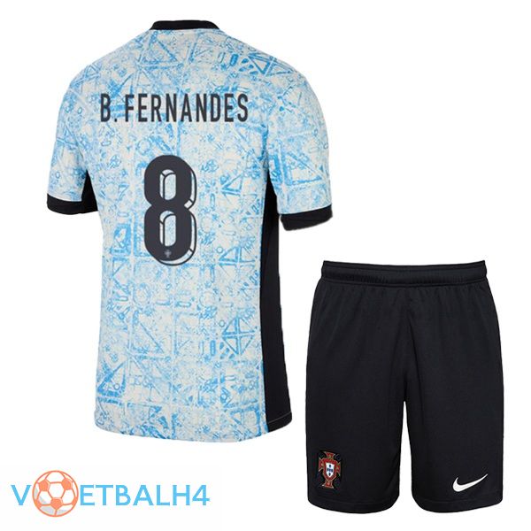 Portugal (B. FERNANDES 8) kinderen uit voetbal jersey blauw wit 2024/2025