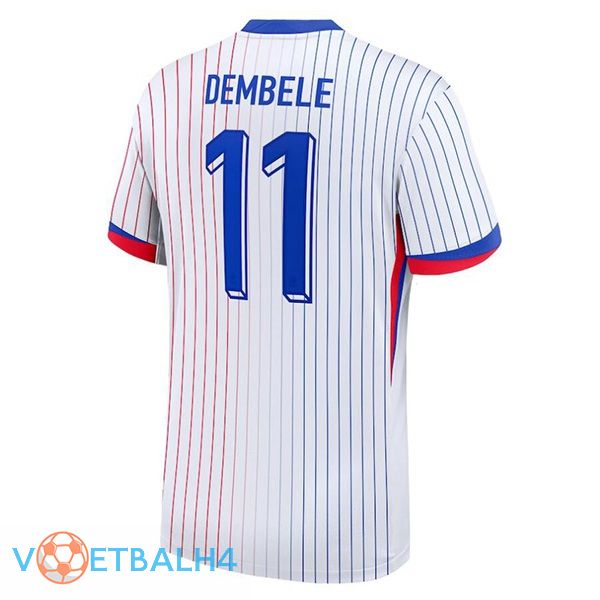 Frankrijk (DEMBELE 11) uit voetbal jersey wit 2024/2025