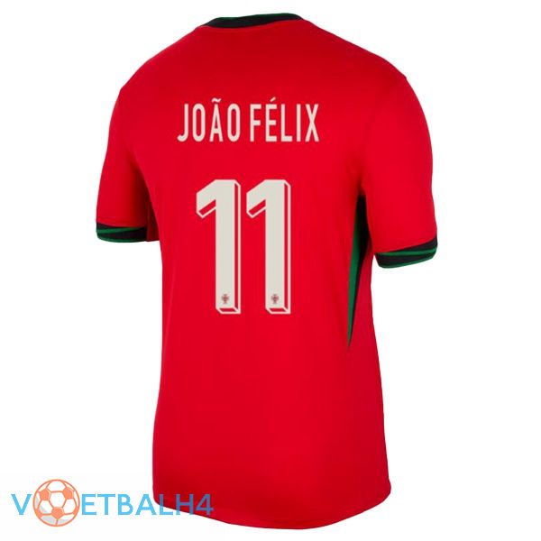 Portugal (JOÃO FÉLIX 11) thuis voetbal jersey rood 2024/2025