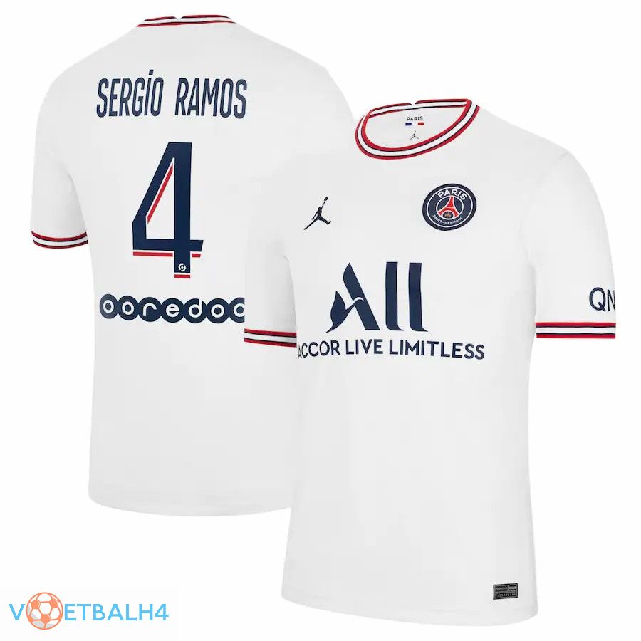 Jordan PSG (Sergio Ramos 4) vierde jerseys wit 2021-2022