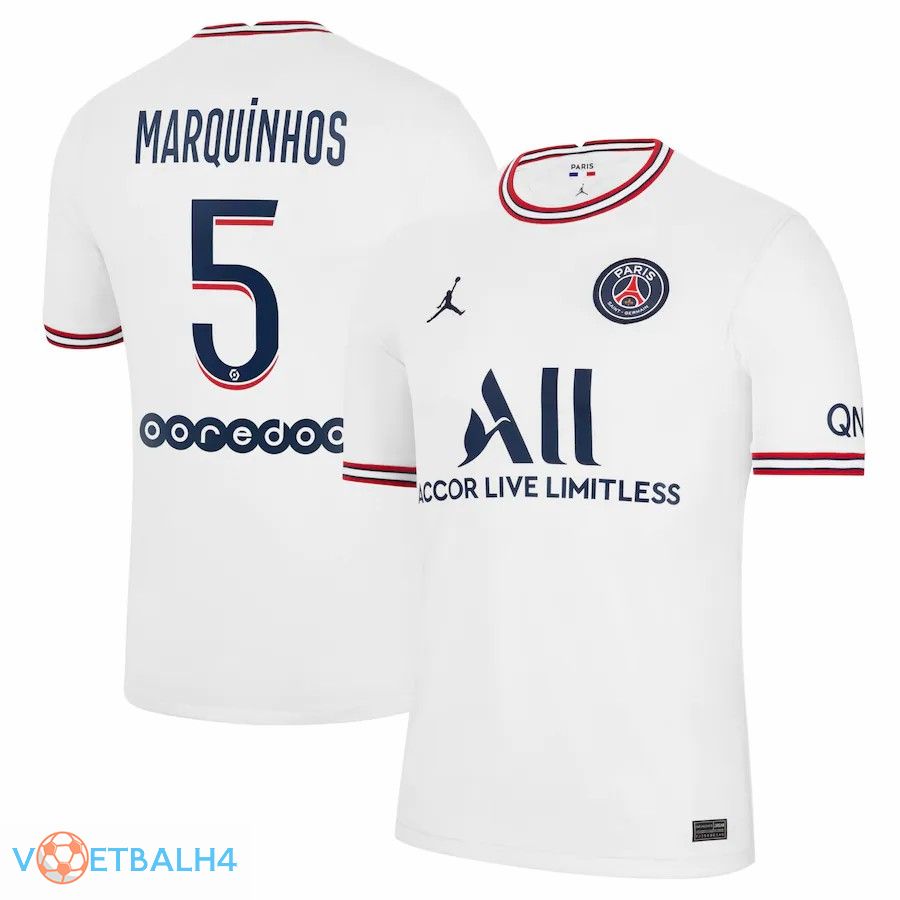 Jordan PSG (Marquinhos 5) vierde jerseys wit 2021-2022