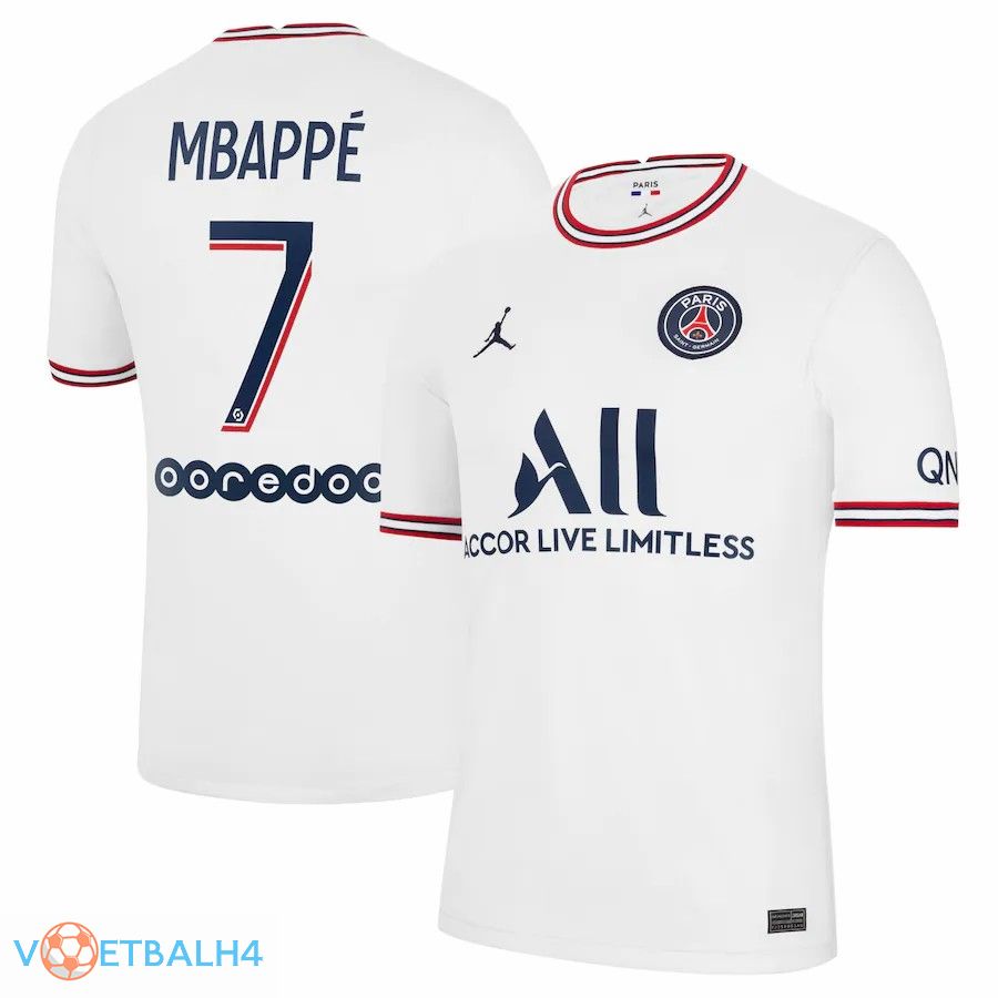 Jordan PSG (Mbappé 7) vierde jerseys wit 2021-2022