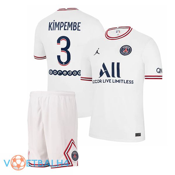 Jordan PSG (Kimpembe 3) kinderen vierde jerseys wit 2021-2022