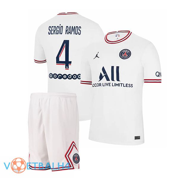 Jordan PSG (Sergio Ramos 4) kinderen vierde jerseys wit 2021-2022