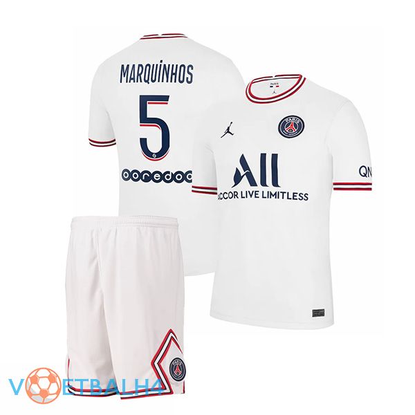 Jordan PSG (Marquinhos 5) kinderen vierde jerseys wit 2021-2022