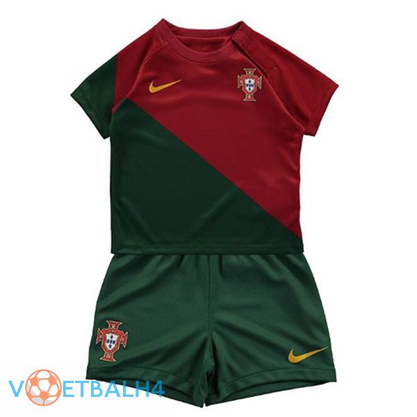 Portugal kinderen voetbal jerseys thuis rood groente 2022-2023