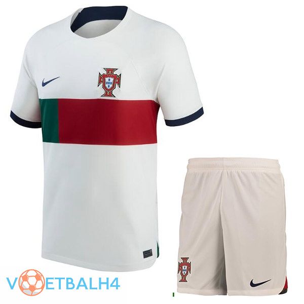 Portugal kinderen voetbal jerseys uit wit rood 2022-2023