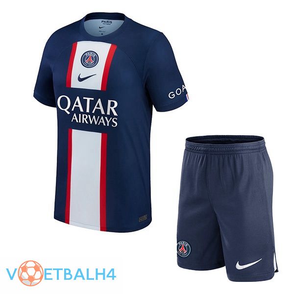 Paris PSG kinderen voetbal jerseys thuis blauw koninklijk 2022-2023