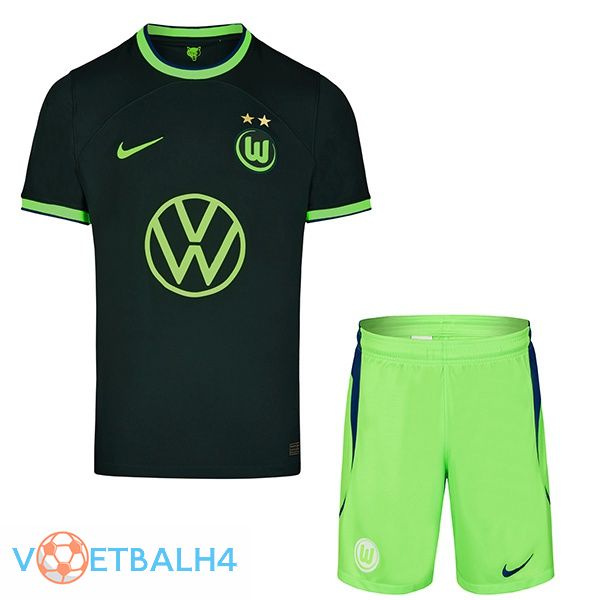 Vfl Wolfsburg kinderen voetbal jerseys uit zwart 2022-2023