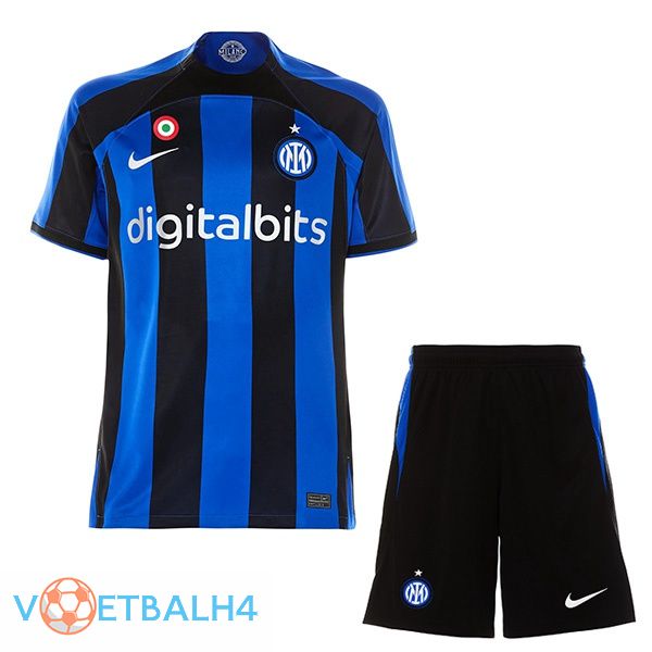 Inter Milan kinderen voetbal jersey thuis zwart blauw 2022/2023