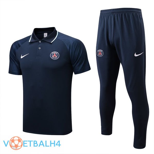 Paris PSG polo shirt + broek blauw koninklijk 2022/2023