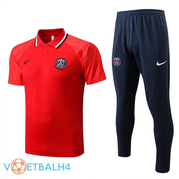 Paris PSG polo shirt + broek rood 2022/2023