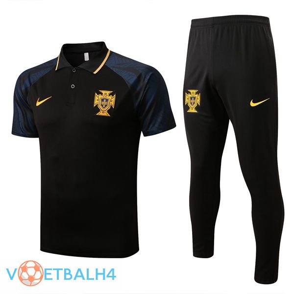 Portugal polo shirt + broek zwart 2022-2023