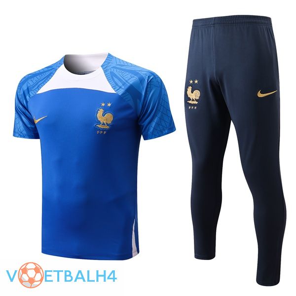 Frankrijk Training T Shirt + broek blauw 2022/2023