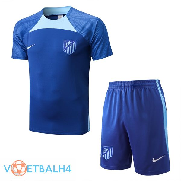 Atletico Madrid Training T-Shirts + korte broek blauw 2022-2023