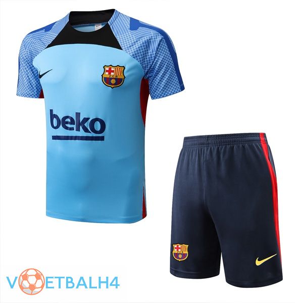 FC Barcelona Training T-Shirts + korte broek blauw 2022-2023