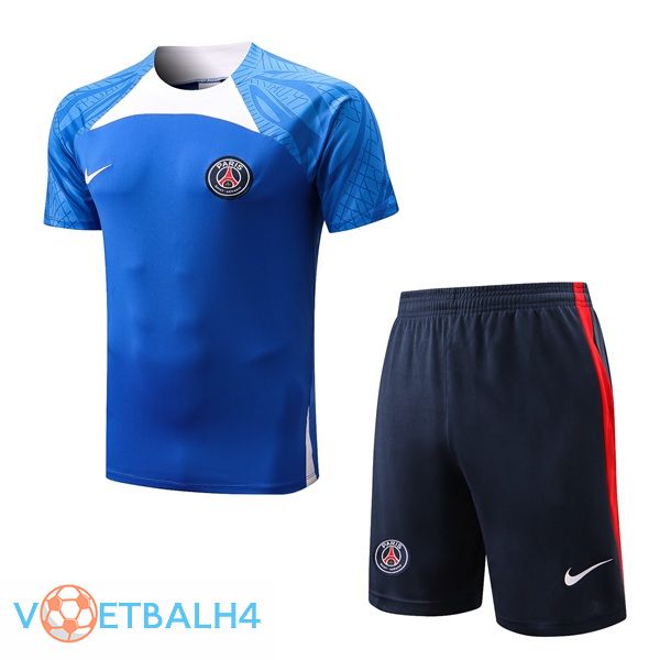 Paris PSG Training T Shirt + korte broek blauw 2022/2023