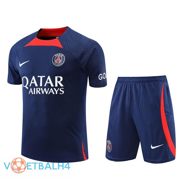 Paris PSG Training T Shirt + korte broek koninklijk blauw 2022/2023