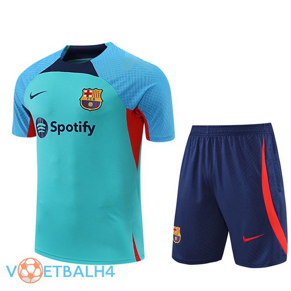 FC Barcelona Training T Shirt + korte broek Cyan 2022/2023