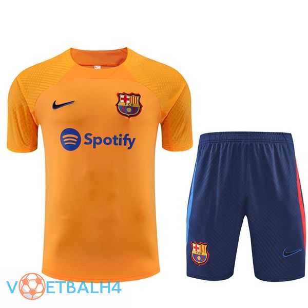 FC Barcelona Training T Shirt + korte broek oranje 2022/2023