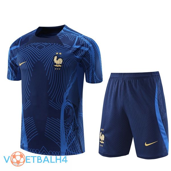 Frankrijk Training T Shirt + korte broek blauw 2022/2023